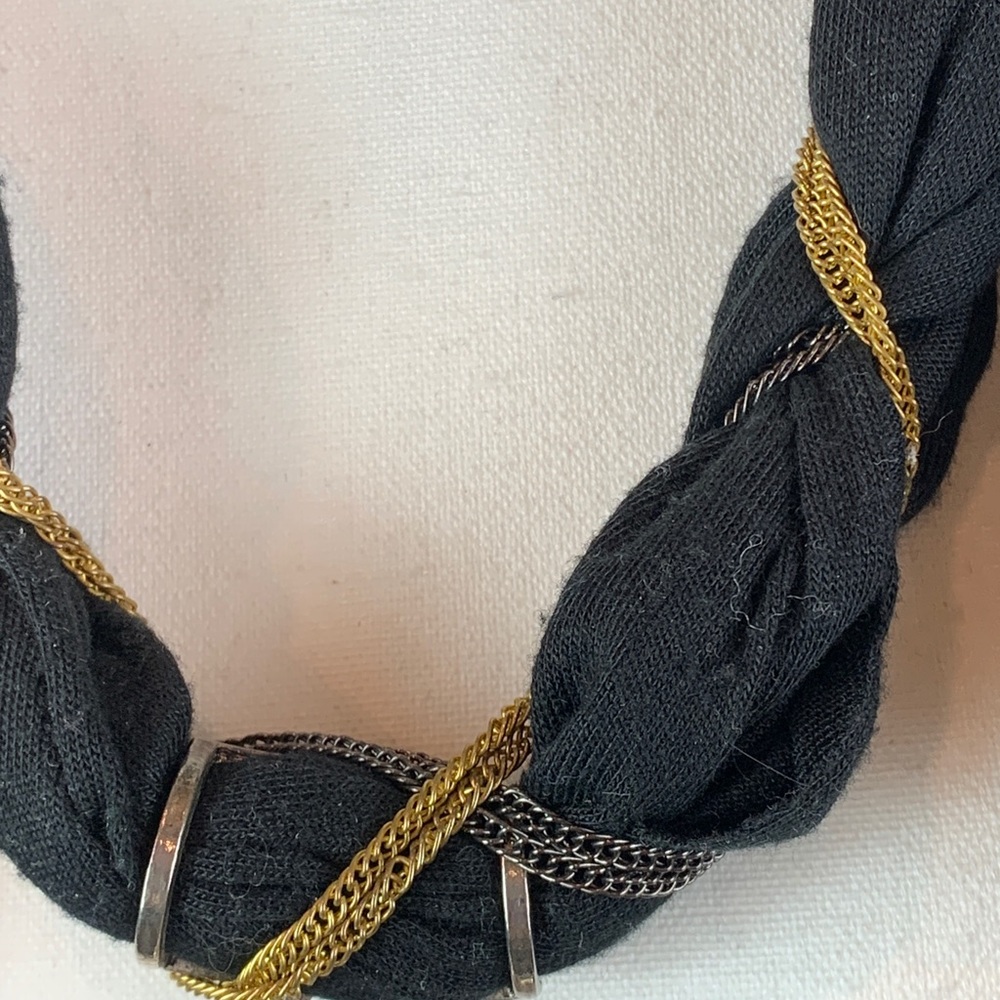 Black Bohemian Jersey Scarf Necklace with Heart Pendant NEW! - Picture 4 of 7